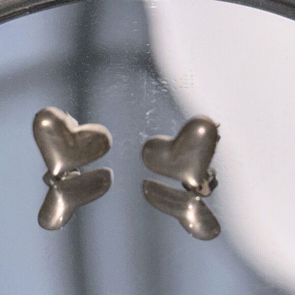 Vintage 925 Silver Heart Post Earrings - Picture 3 of 5
